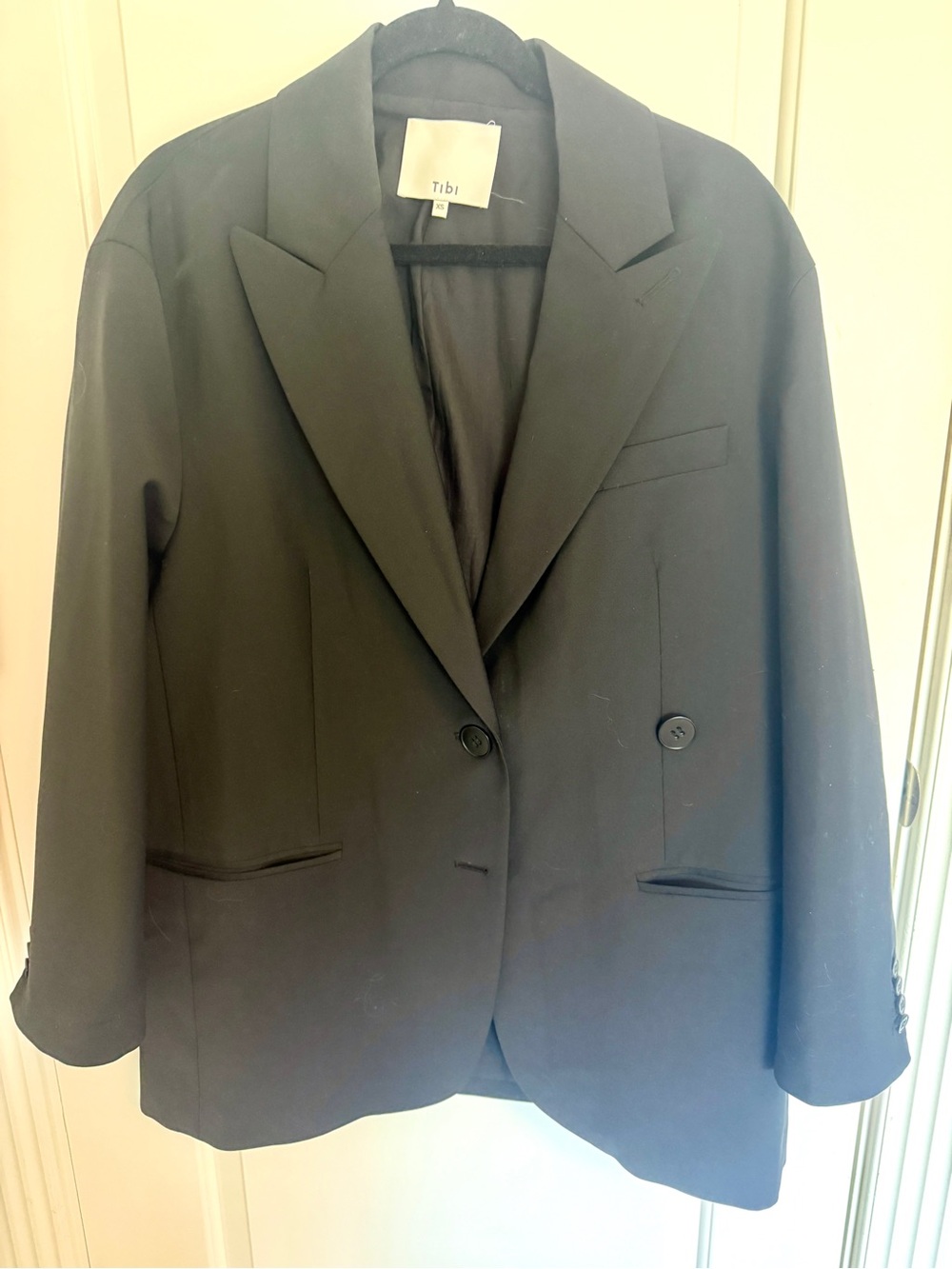 Tibi Black Double-Breasted Suit Jacket